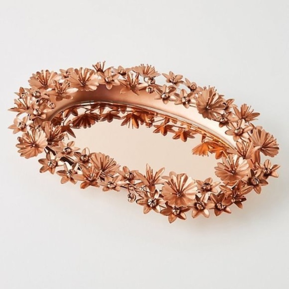 Anthropologie Rare Gracia Copper Floral Vanity Tray